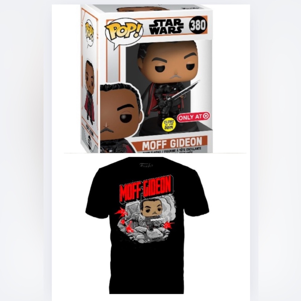 Vaulted Tee & Funko Pop Glow in the Dark Star Wars The Mandalorian Moff Gideon